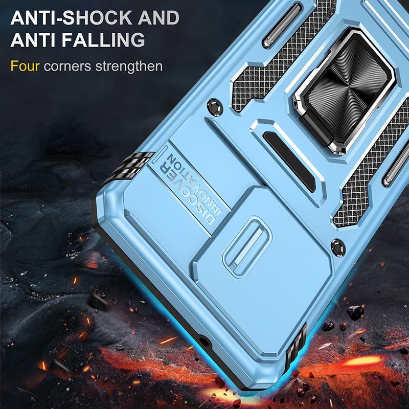 

Armor Series For Motorola Edge 40 Neo 5G Case PC+TPU Phone Cover with Kickstand/Lens Shield Rose Gold