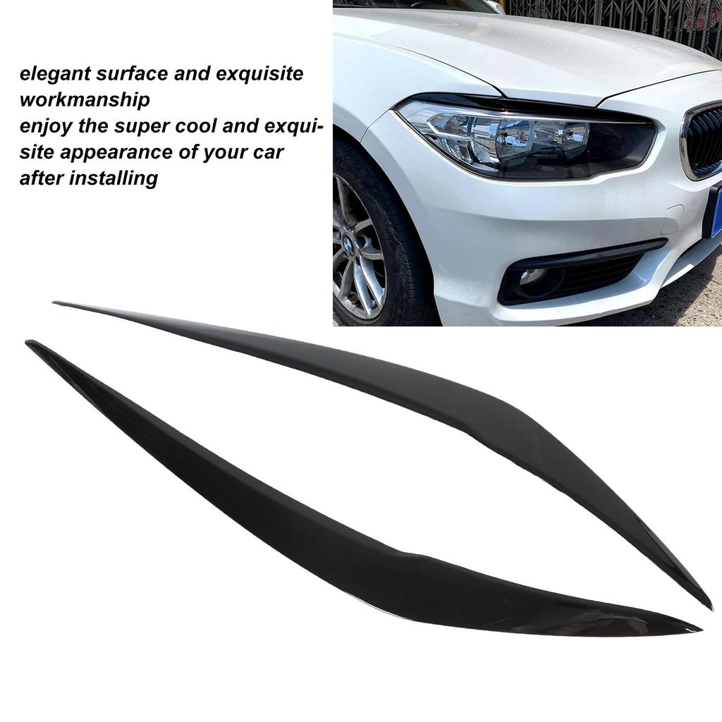 2Pcs Car Headlight Eyebrow Glossy Black Trim Left Right Eyelid Trim for 1 Series F20 F21 Facelift Hatchback 2015‑2019 For Car