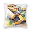 Bearded Dragon Reptilert Square Pillowcase Polyester Linen Velvet Pattern Zip Decorative Throw Pillow Case Home Cushion Cover