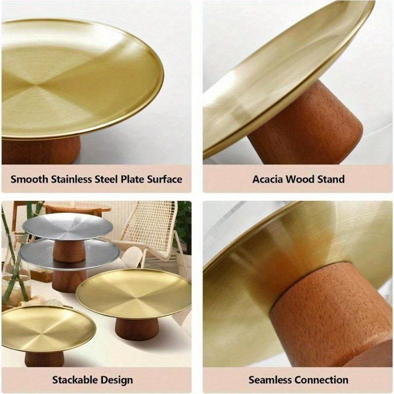 Edelstahl Kuchenblech Holzsockel Kuchenform Schwerlast Obstschale Dessertteller Esstisch Heimdekoration