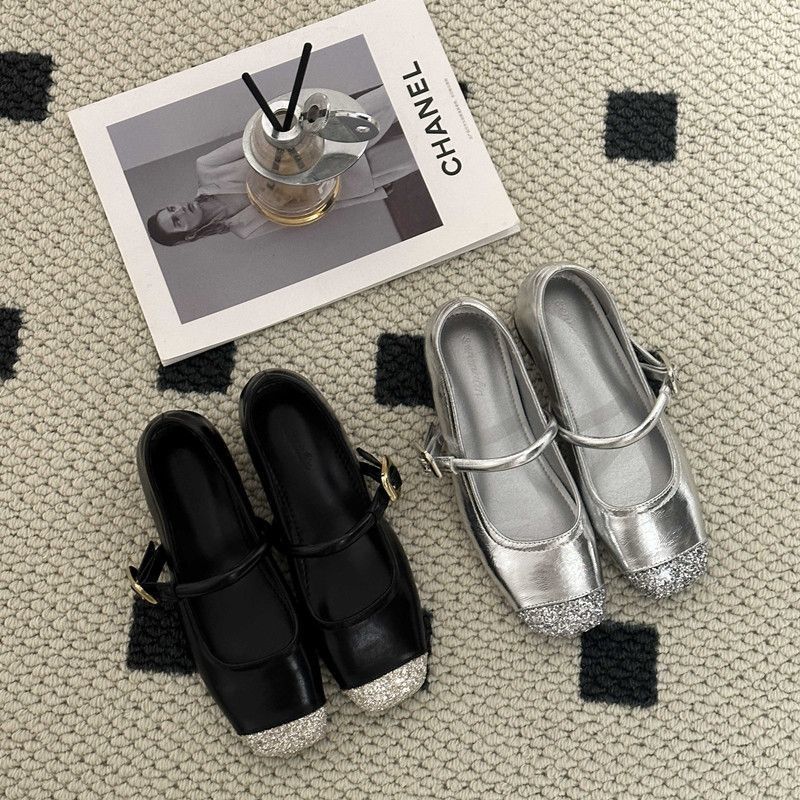 Super Fairy French Light Mouth with Single Shoes Fashionable Silver Mary Jane Women's Shoes Summer and Autumn New Models
