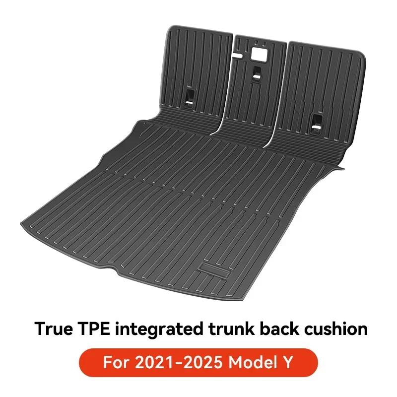 For Tesla Model Y Juniper 2025-2026 TPE Car Front Rear Trunk Mat Waterproof Wear-resistant All Weather Trunk Mats Backrest Amagi