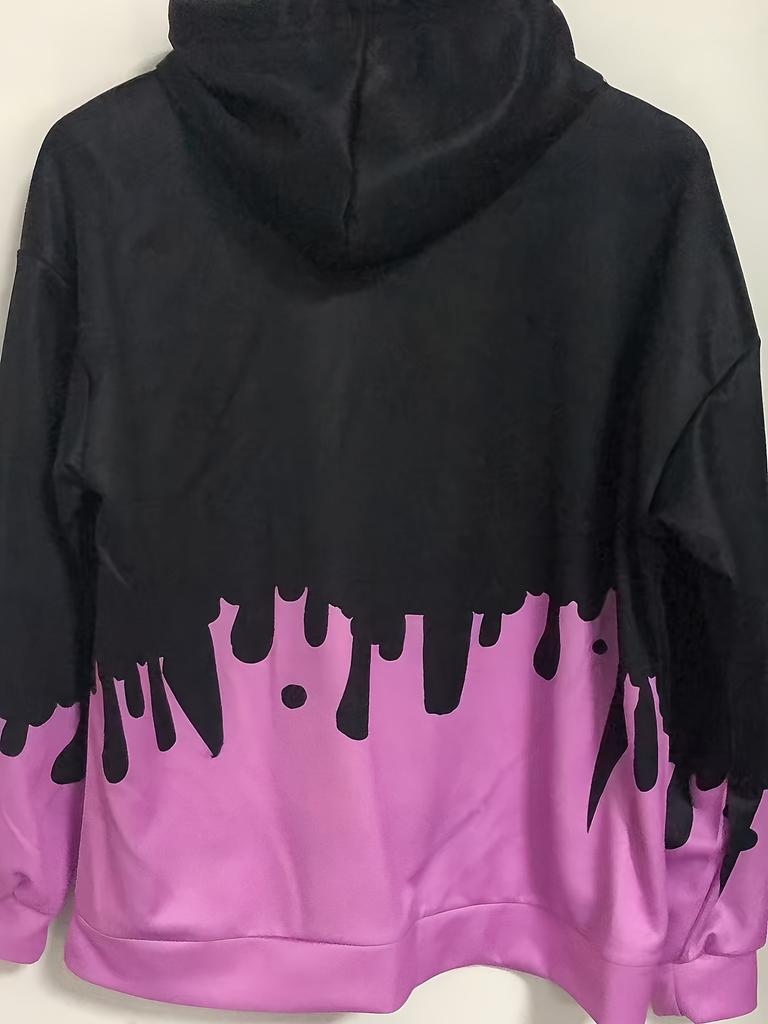 European and American printed autumn and winter loose hooded sweatshirt for women