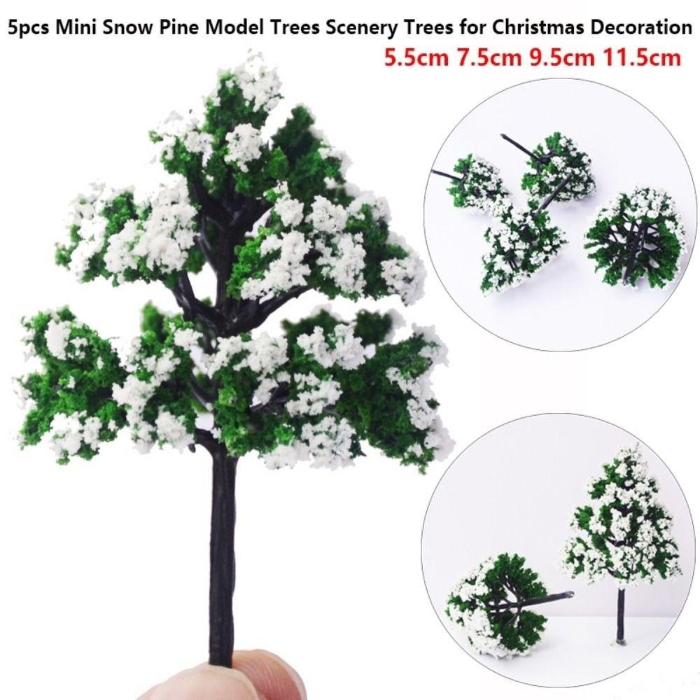 5pcs Plastic Mini Snow Pine Model Trees Green Winter Snow Scene Tree High Quality DIY Crafts