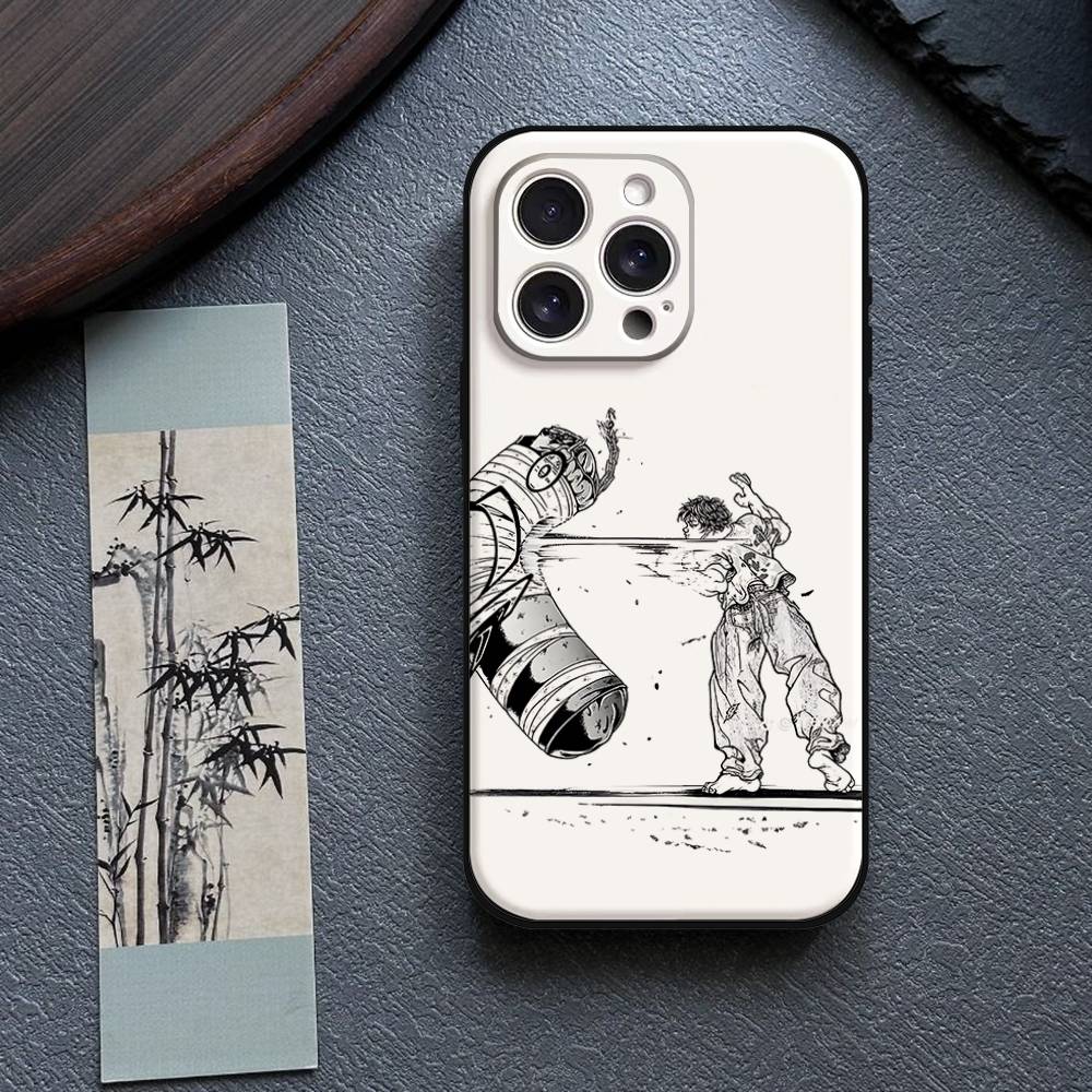 Anime Baki H-Hanmas Phone Case For IPhone 17,16,15,14,13,12,11 Plus,Pro,Max,XR,XS,X,7,8 Plus,Mini Black Silicone Soft