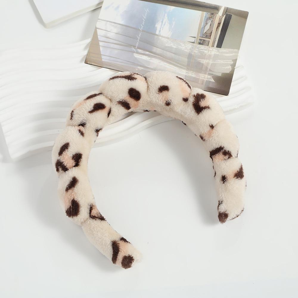 Hoofdband voor Gezichtswassen Polsband Set Spons Make-up Hoofdband Bellen Haarband voor Vrouwen Haaraccessoires white