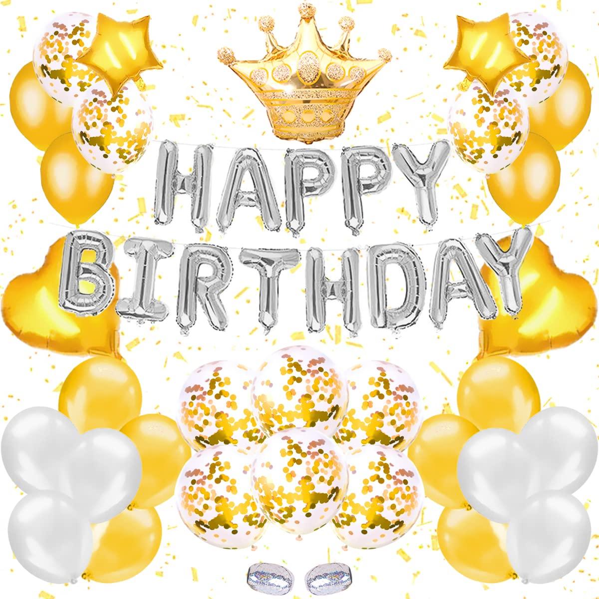 

G&H Balloon Birthday Decoration Set 45 Pieces Happy Birthday Balloons Gold Crown Unisex