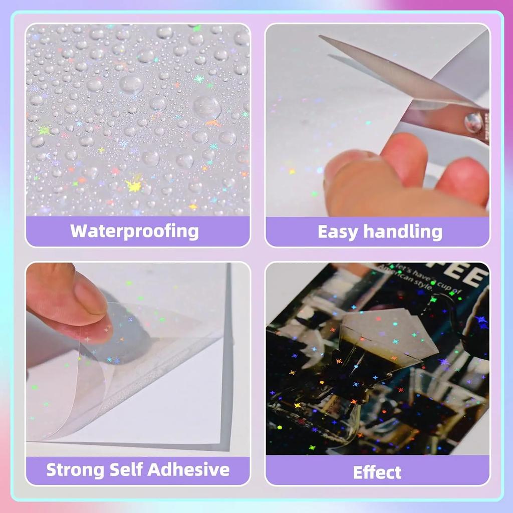 Waterproof Inkjet Printable Vinyl Sticker Paper Laser Diamond Pattern Self Adhesive Printing Sheet for DIY Crafts Labels Decals