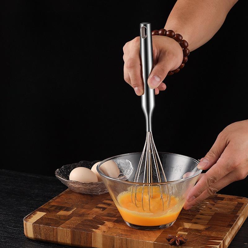 304 Stainless Steel Egg Beater Manual Mixer Handheld Home Stirring Baking Utensil Cream Whipping