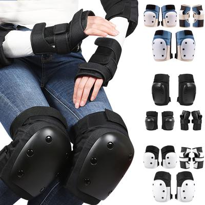Thickened Roller Skating Protector Adult Skateboarding Protector Long Plate Balance Car Children's Knee Protector 6-piece Set