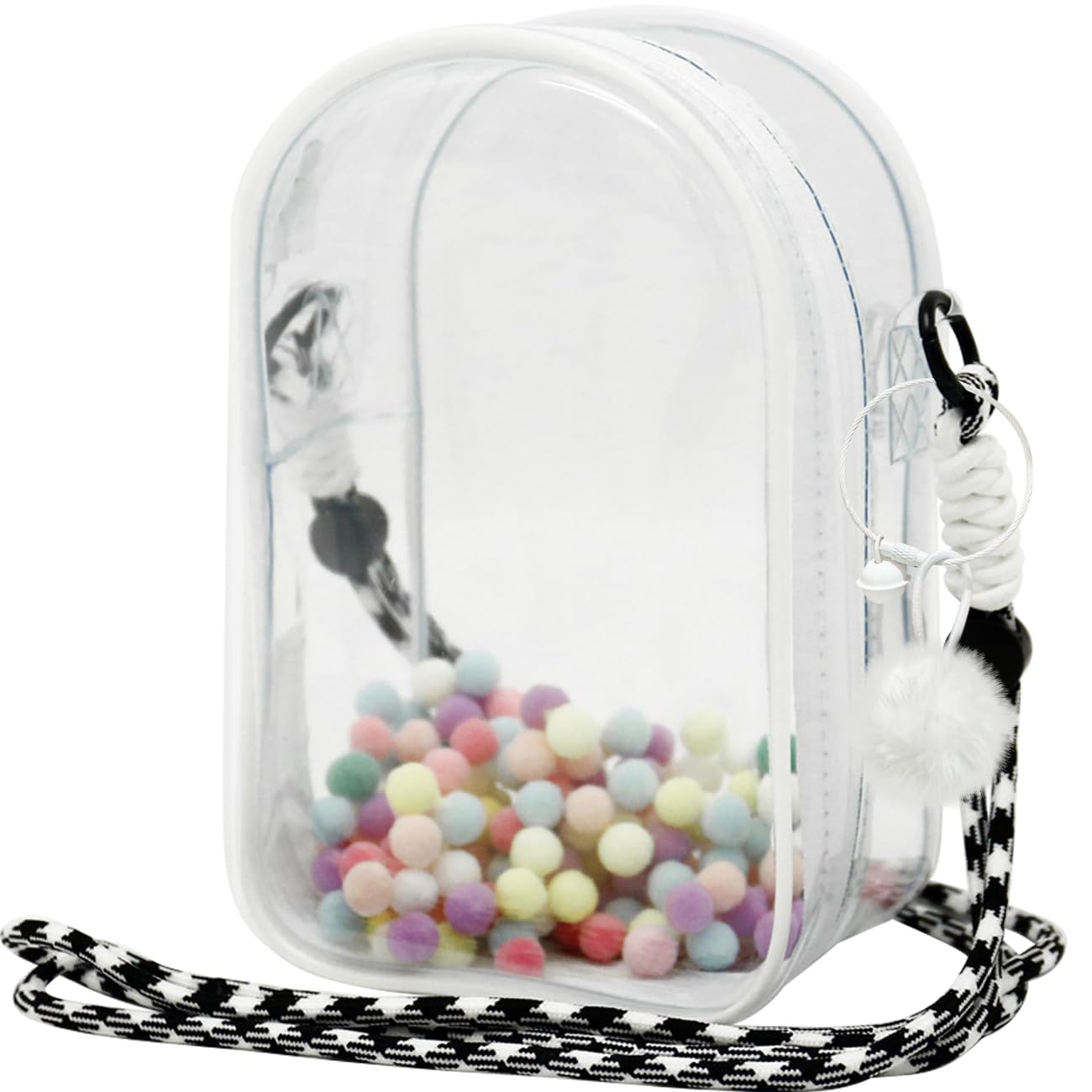 

YUYAKESHI Ita Bag for 15cm Plush Toys, Transparent Display Bag with Shoulder Strap, Doll Storage, Plush Pouch, PVC, Keychain, Clear (White)