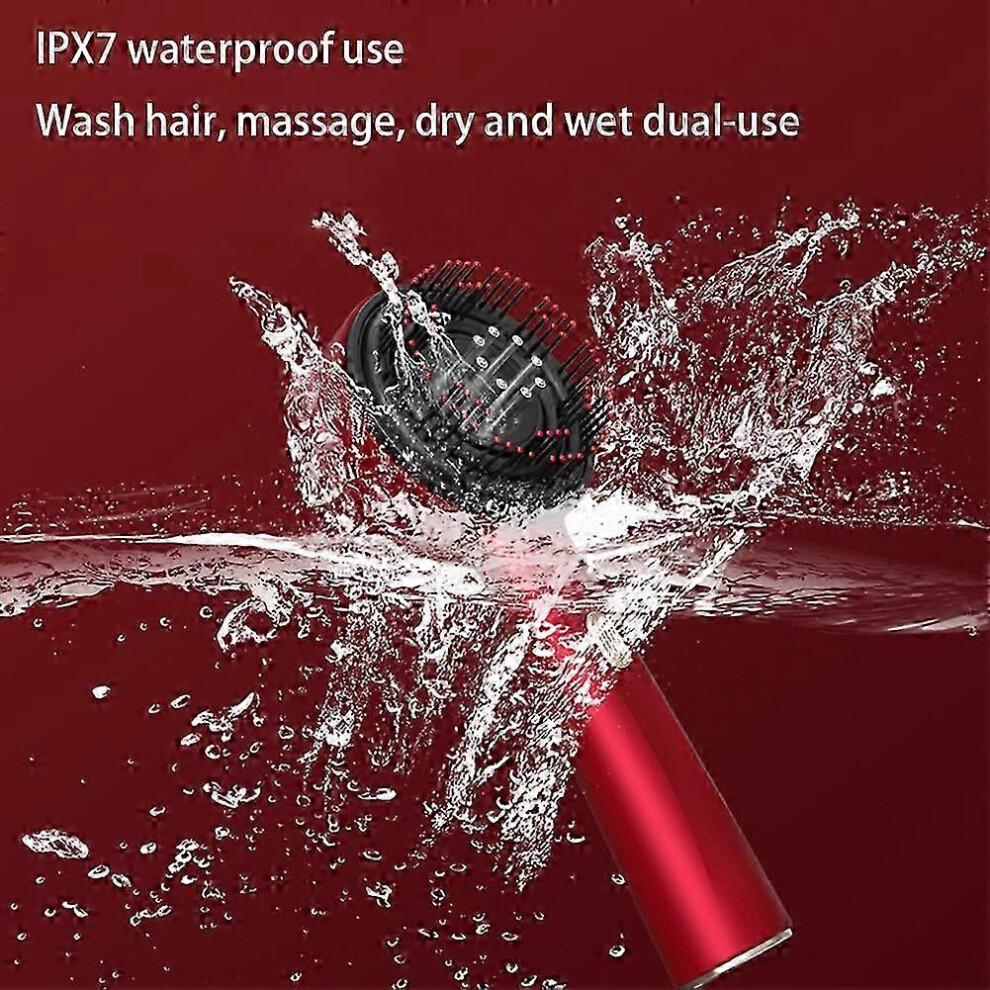 (Black Gray, One size) Red Light Hair Massager Multipurpose Scalp Massaging Brush With Red Light Oil Applicator