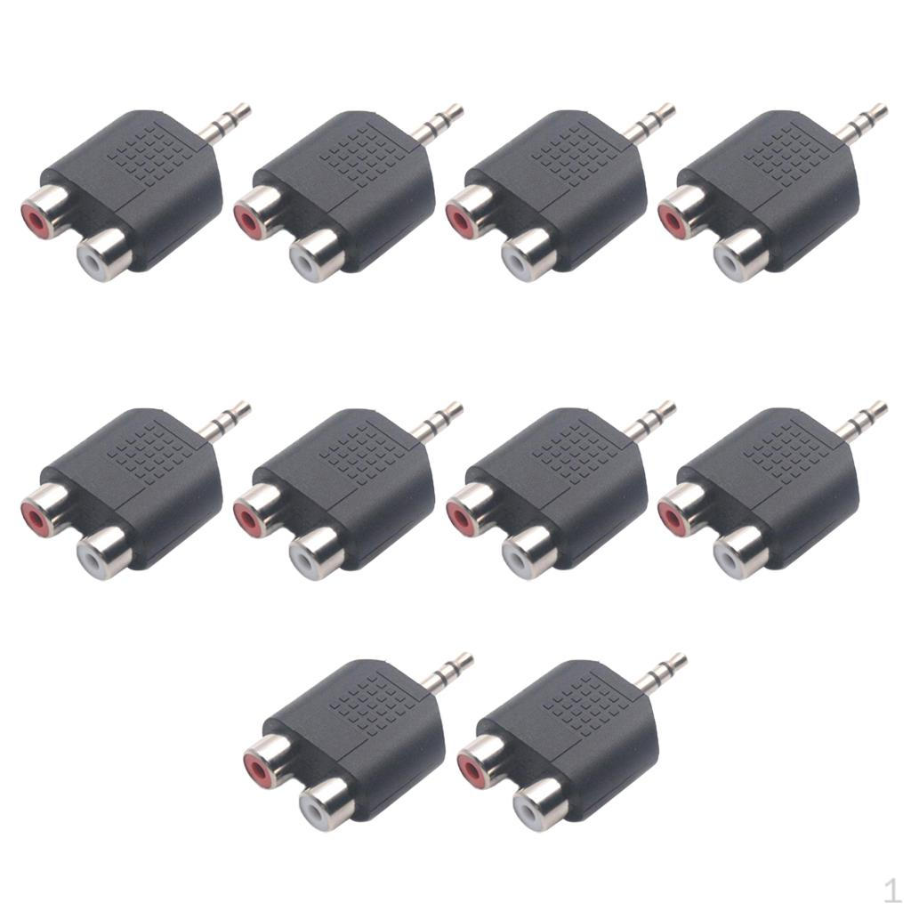 

10 шт., 3,5 мм, двойной 2 RCA, женский и мужской разветвитель, конвертер аудиоадаптера