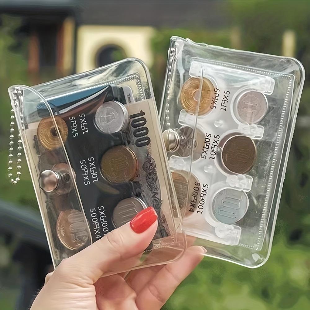 Portable Multi-Slot Plastic Coin Holder Mini Money Organizer for Japanese Korean Coins Storage & Cash Management