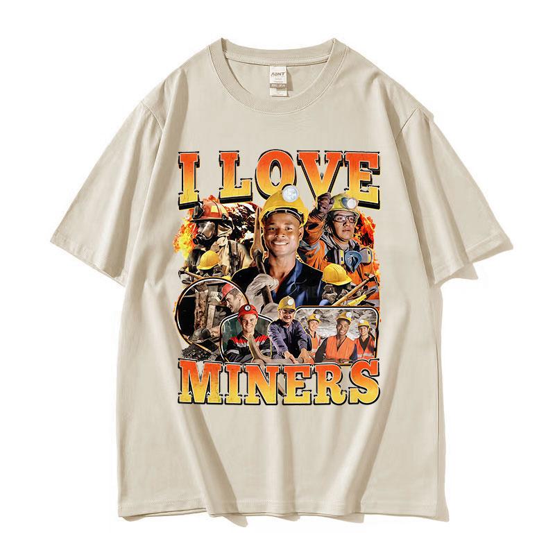 90s Retro I Love Miners Fun Meme Tshirt Unisexs Fashion Unisex Gothic Clothing Summer Print 100 Pure Cotton Tshirt Tops