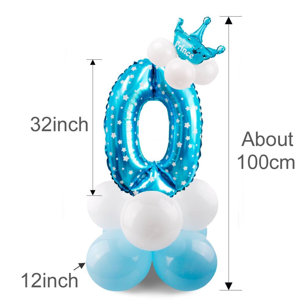 Gradual Change 32 Inch Digital Road Lead Balloon, Column Party Decoration Birthday Aluminum Film Latex Metal Balloon
