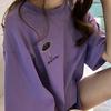 Fashion Accessory Women Umbrella Embroidery Short Sleeve O Neck Oversized T-shirt Top Long Blouse