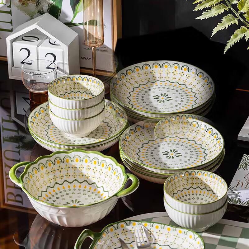 Conjunto de Jantar de Cerâmica Verde Azure Estilo Japonês Siban