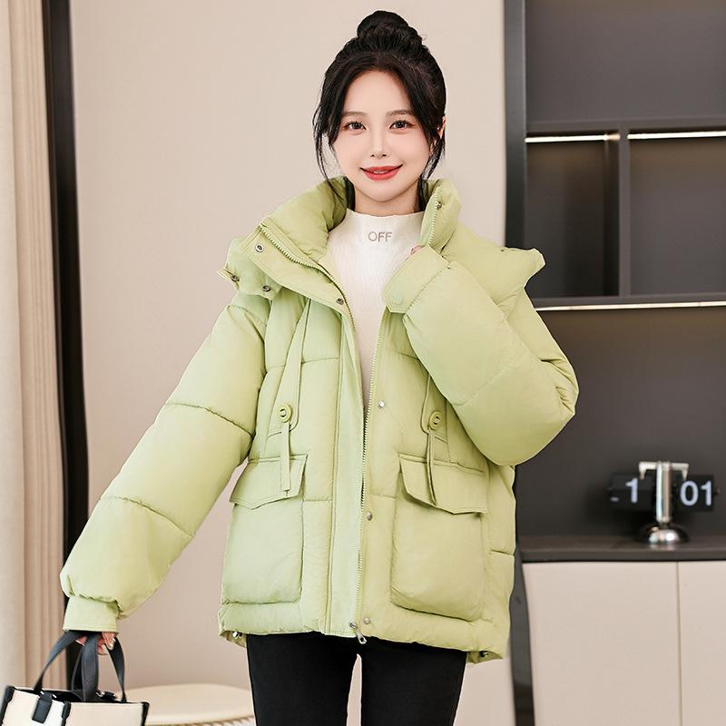 2025 Short Hooded Down Cotton Jacket Women's New Winter Thickened Warm Padded Jacket Loose Bread Jacket