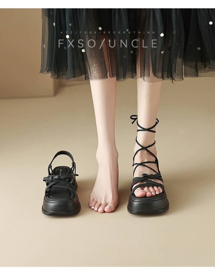 

Fashion 2025 Summer Fashion New Style Slope Heel Thick Bottom Women s Sandals with Bare Toes Thick Heel Strap External Slippers 35 чёрный