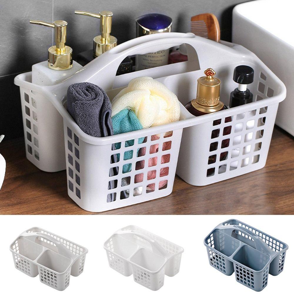 

Hollow Out Toiletries Organizer Box 3 Compartments Storage Basket Shower Basket Cosmetics білий