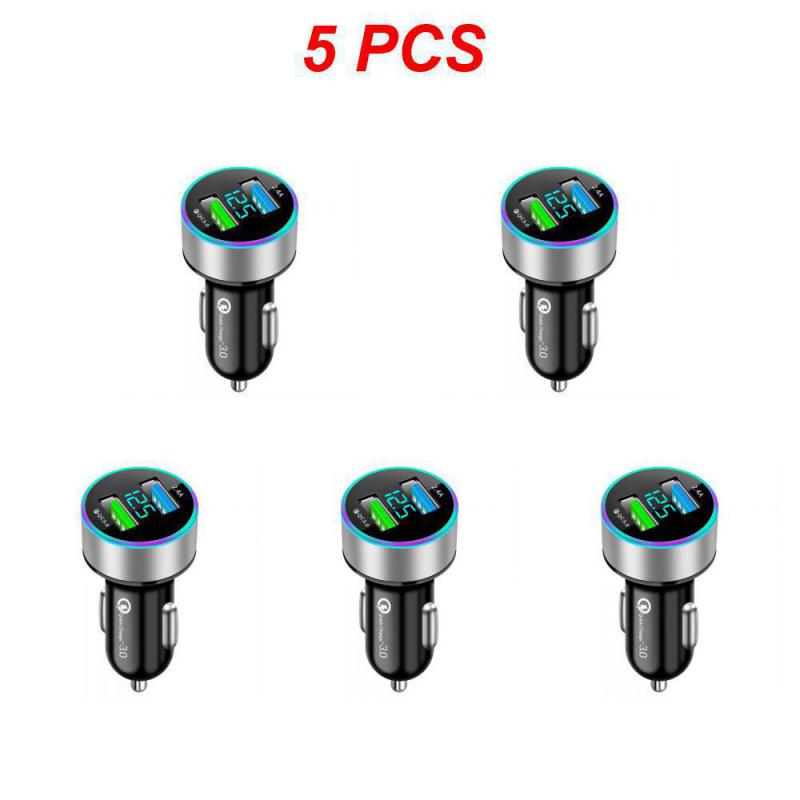 1/3/5PCS Car Charger Universal Multifunctional Dual Usb Digital Display Car Accessories Car Charger Adapter Portable