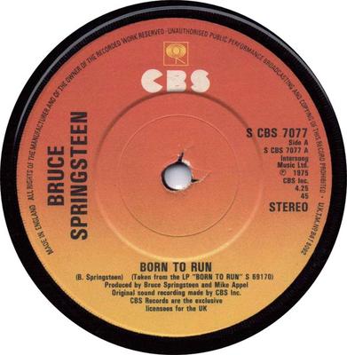 7inch Record BRUCE SPRINGSTEEN - Born To Run SCBS7077 CBS 1979 UK Rock Used