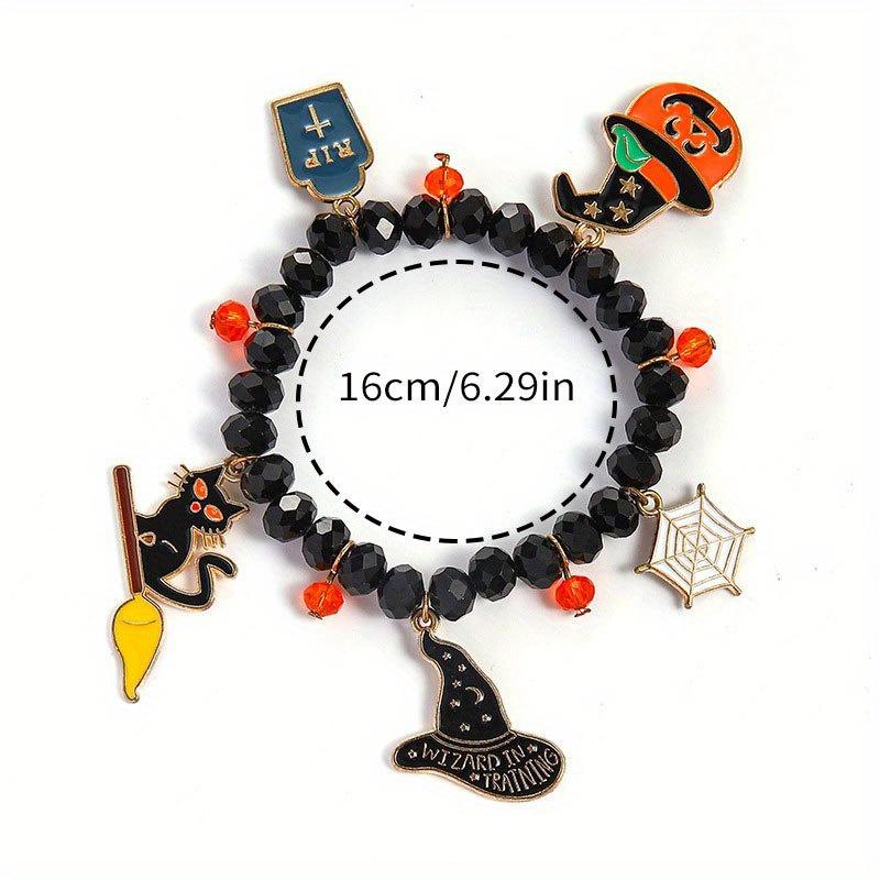 Halloween Ghost Pumpkin Spider Cat Bat Charm Bracelets for Women Funny Skeleton Skull Bracelets Jewelry Gifts