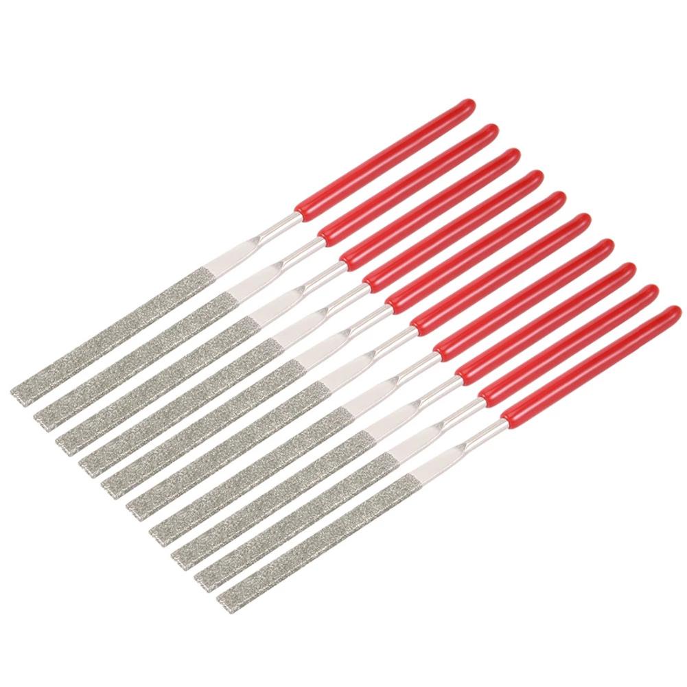 Needle Files Set Mini Needle Files 3*140mm Flat Grinding Red+Silver Indoor Room Home Widely Used Long Service Life