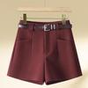 Women's High-Waisted A-Line Khaki Wool Shorts - Autumn/Winter 2024 Collection