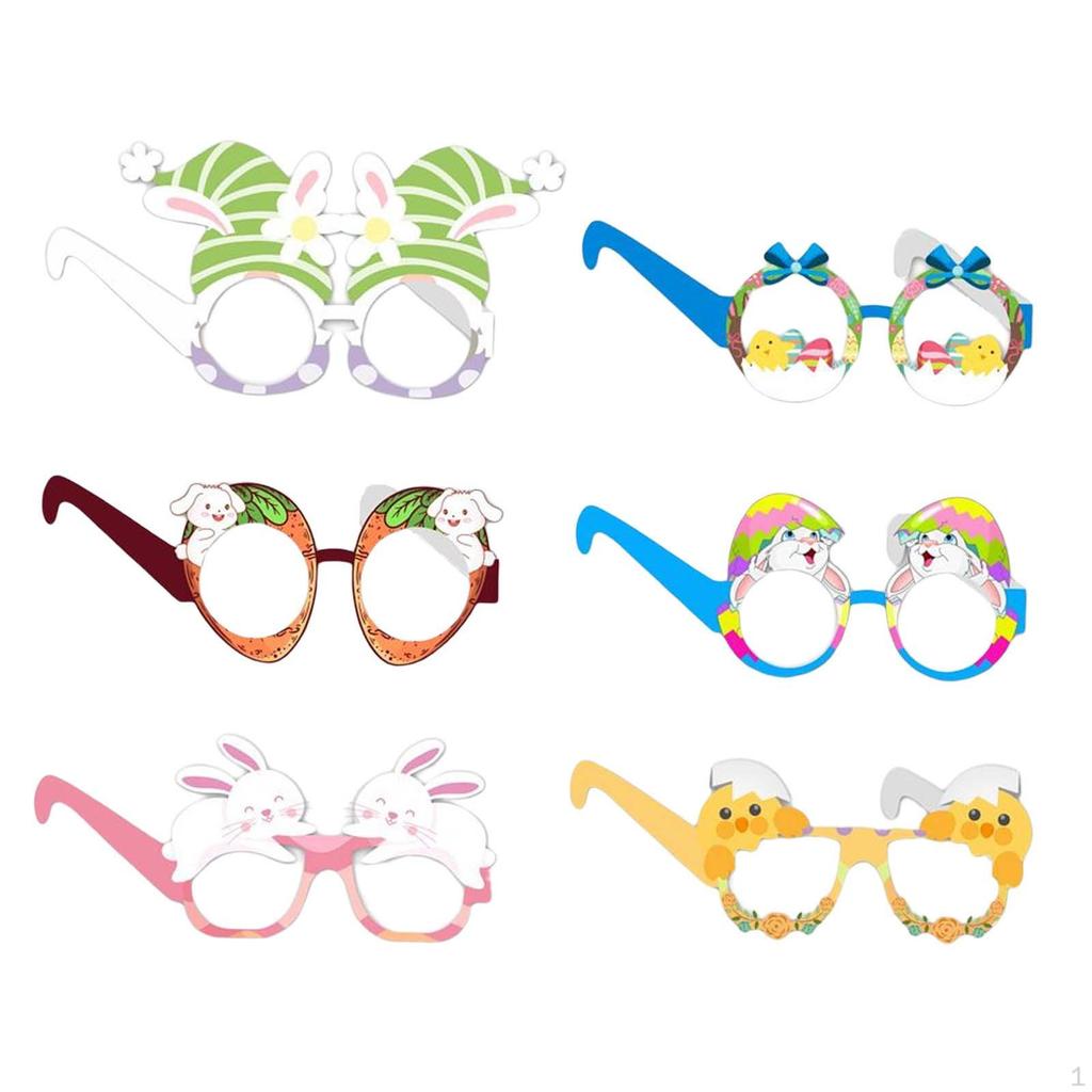 6 Pcs Easter Glasses Frames Bunny Egg Decorations for Party Photo Props,