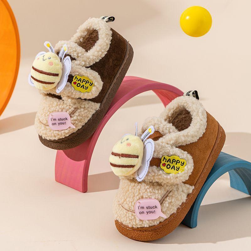 Internet-Berühmtheit vielseitige kleine Biene Baumwollschuhe Kinder Herbst und Winter 2025 neu rutschfest Samt warm Zuhause Schneestiefel
