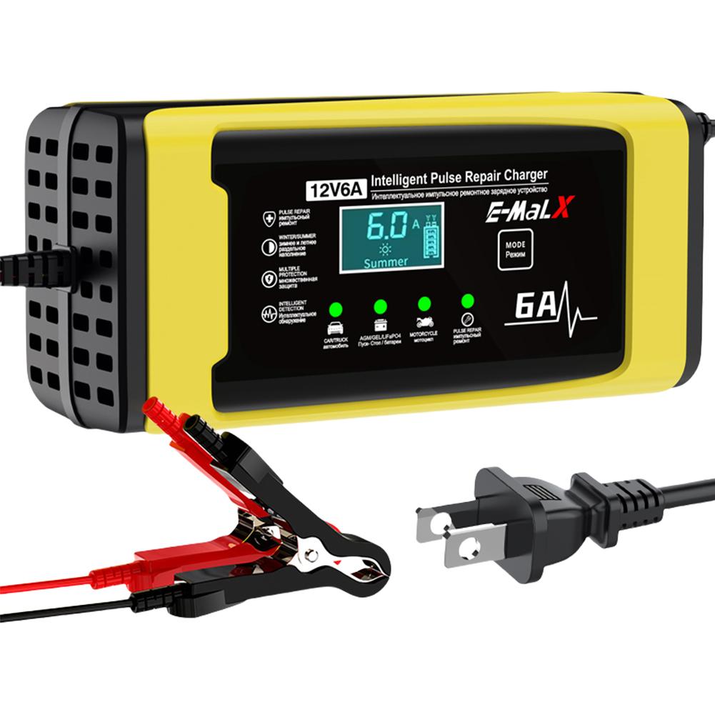 12V 6A Car Battery Charger 110-240V Power Puls Repair Charger Wet Dry Lead Acid Battery LED Display Moto Truck Battery Charger