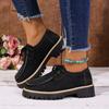 Women's Autumn Lace-Up British Style Loafers, Retro Thick-Soled Platform Footwear, Available In Large Sizes.
