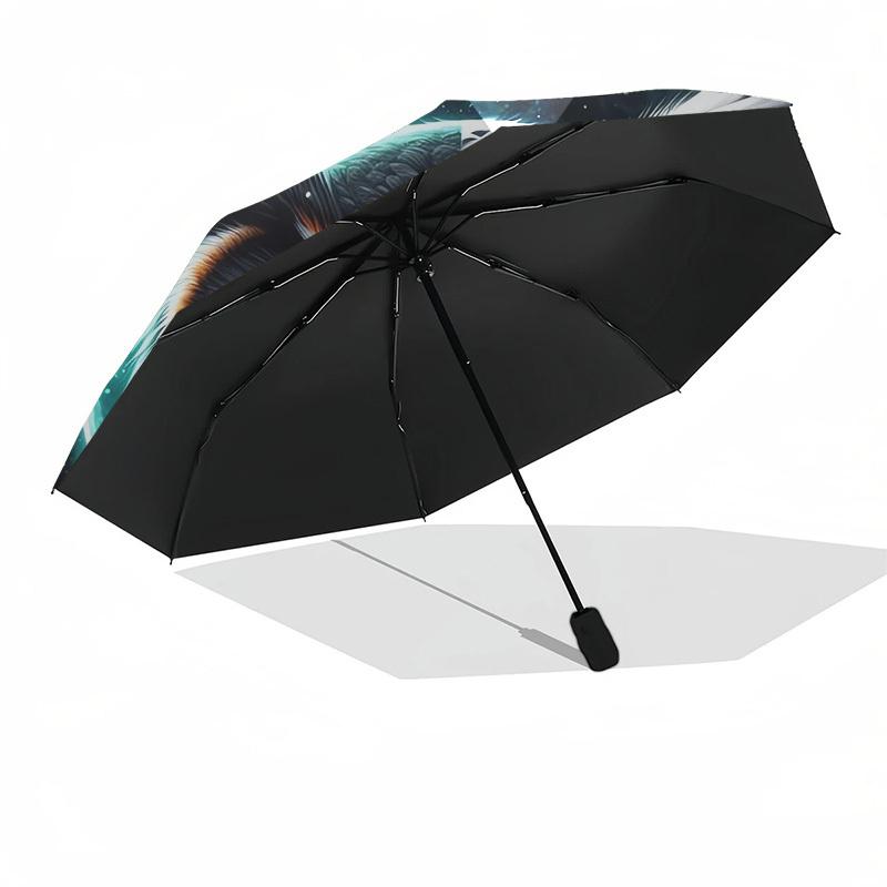1pc Moonlit Yin-Yang Owl Umbrella with Plastic Handle,Suitable for All Seasons Home Travel Outdoor UmbrellaDD1747