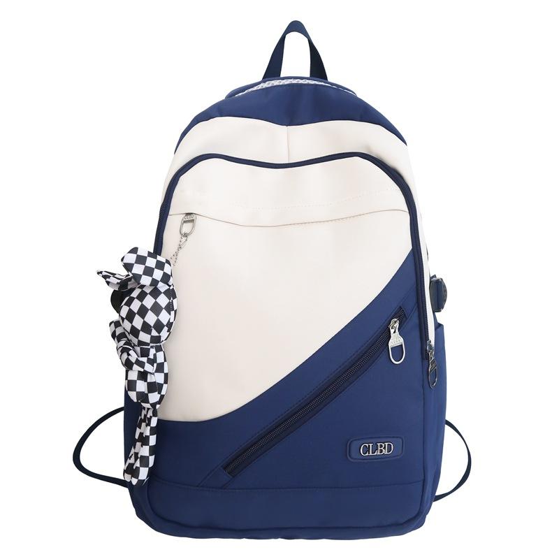 

TS JYL laptop bag,New Color Block Backpack Student Large School Outdoor Light Travel Bag single package синій