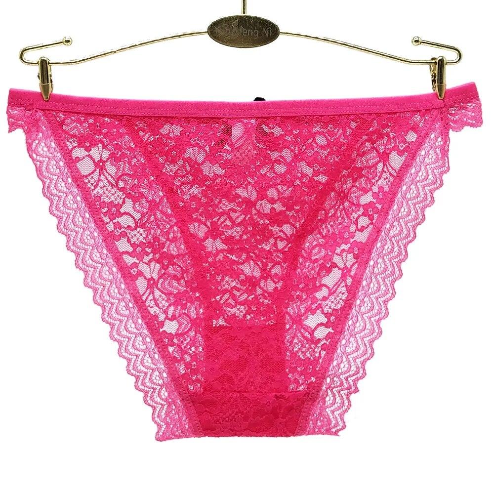 Sexy Lace Panties Woman Cotton Underwear Transparent Briefs Underpants Knickers Lingerie 6 Pcs/set
