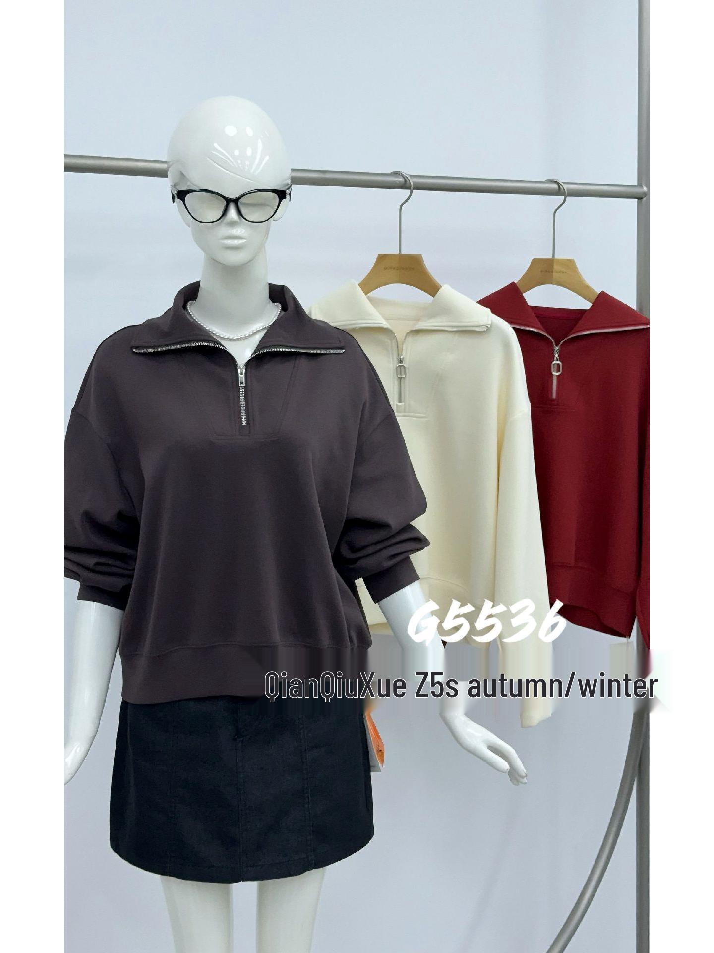 

WANYE Women s Retro Autumn Half-Zip Polo Sweatshirt One Size