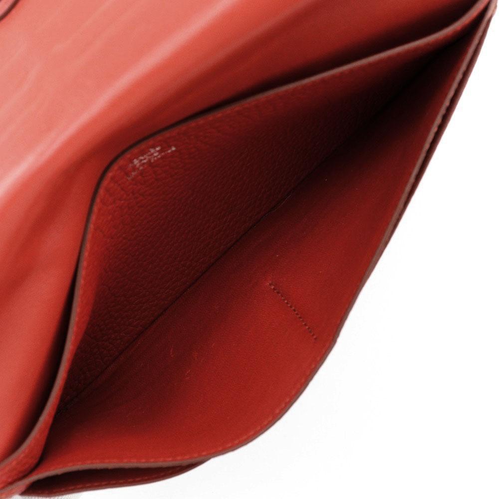 Hermes Dogon Long Purse Red Togo Women Used