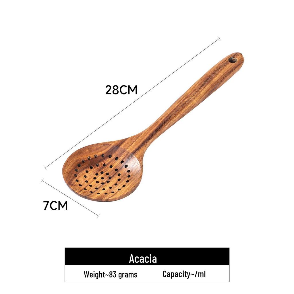 Acacia Long Handle Heat-Resistant Wooden Spatula and Salad Fork Set
