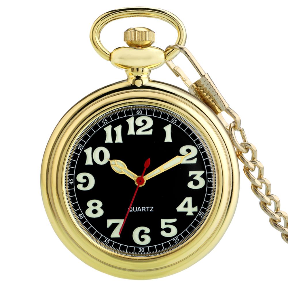 

Noctilucent Fluorescent Open Face Arabic Numerals Quartz Pocket Watch Chain Luminous Pendant Jewelry Clock Gifts Men Women Kids золотой