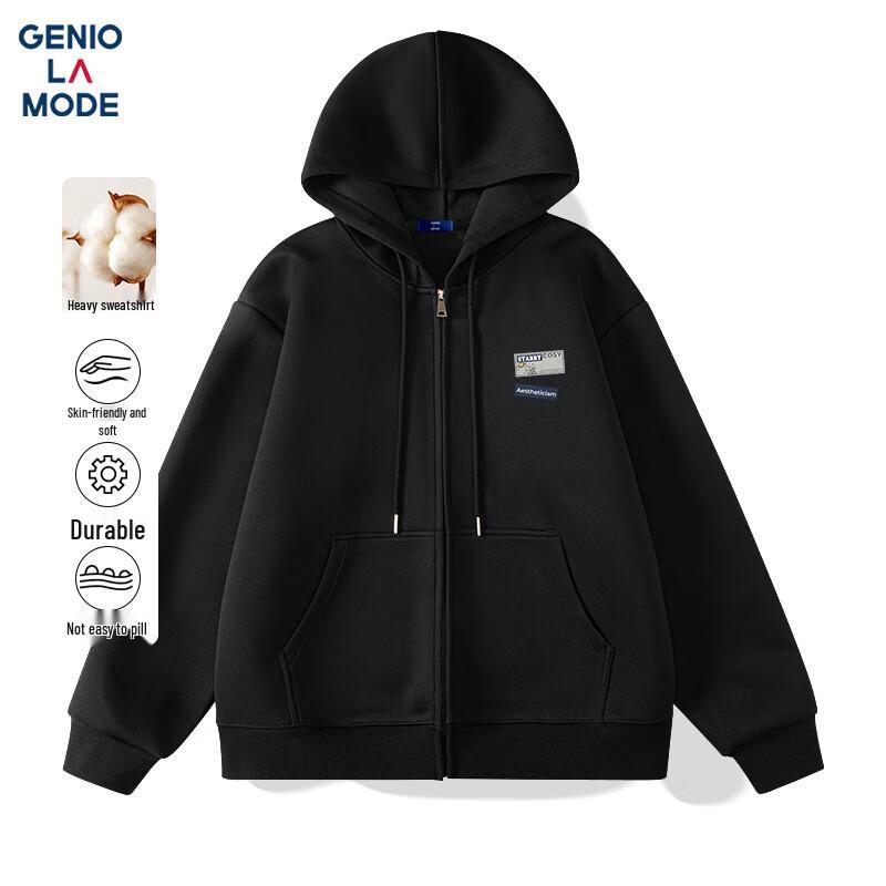 GENIOLAMODE Men's Hooded Heavyweight Cardigan Sweatshirt
