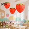 Sweet Style Event Supplies Strawberry Paper Lantern, Pink Fruit Shaped Hanging Decor for Birthday Party, Theme Party Favors Collapsible Round
