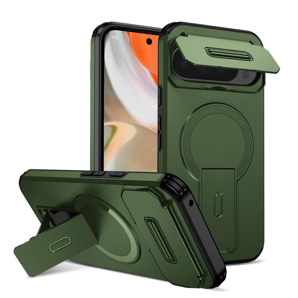 KEYSION Shockproof Magnetic Case for Google Pixel 9 10 Pro XL Slide Camera Protection Kickstand Phone Cover for Google Pixel 9A