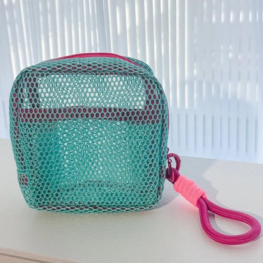 

1pc Colorful Tofu Bag Large Capacity Mesh Makeup Bag,Portable Mesh Storage Bag,Travel Essential Storage Bag,Headphones Storage