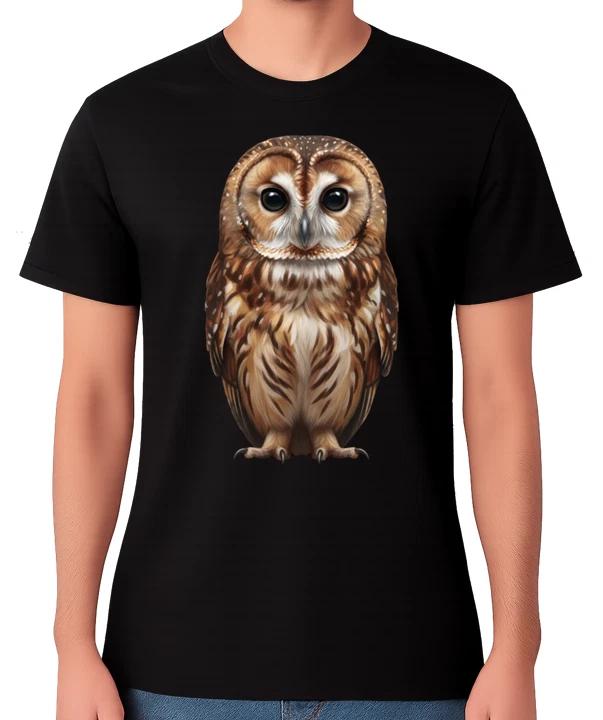 Cute Tawny Owl T-Shirt Wildlife Illustration Nature Gift Unisex Tee XXXXL