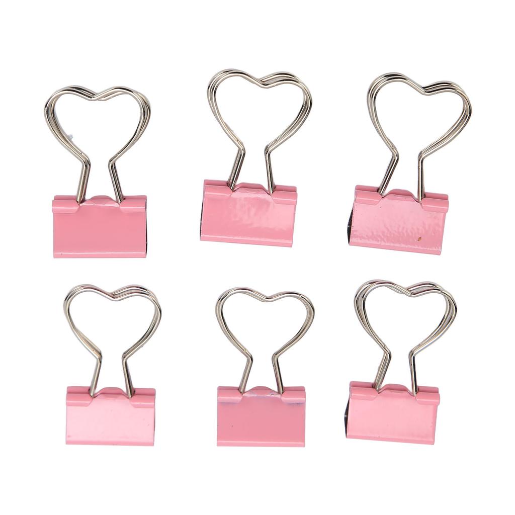 60pcs Binder Clips with Heart Shaped Handle Pink Strong Clamping Force Paper Binder Clips for Tickets Clothes