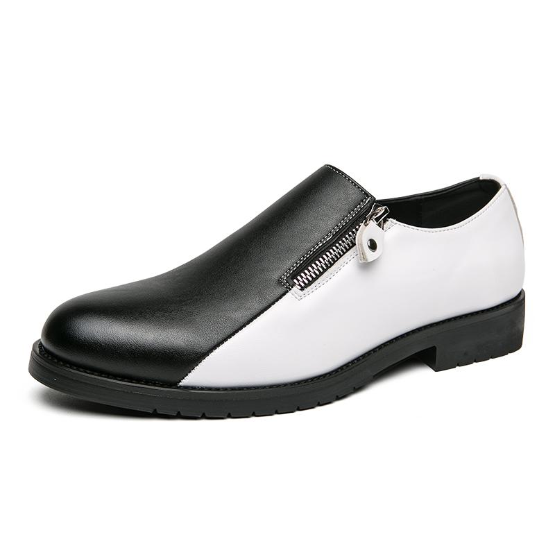 

Повседневные мужские кожаные туфли Классические черно-белые цветные блоки стиль Деловые вечерние повседневные офисные свадебные туфли жениха 46 белый