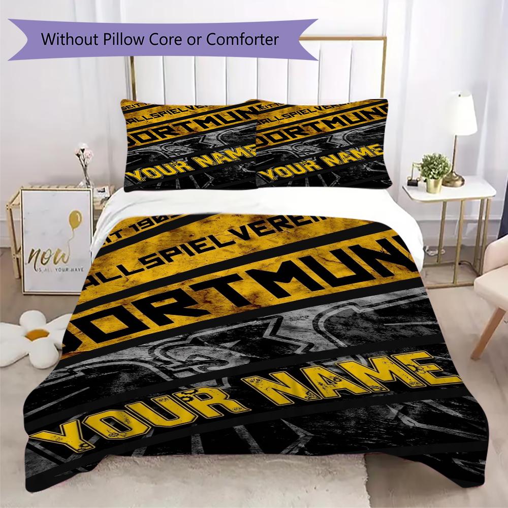 Custom Name Dortmund Pattern Bedding uilt Set uilt Cover Pillowcase Home Decoration Birthday Gift (1*duvet cover+2*pillowcase without core)
