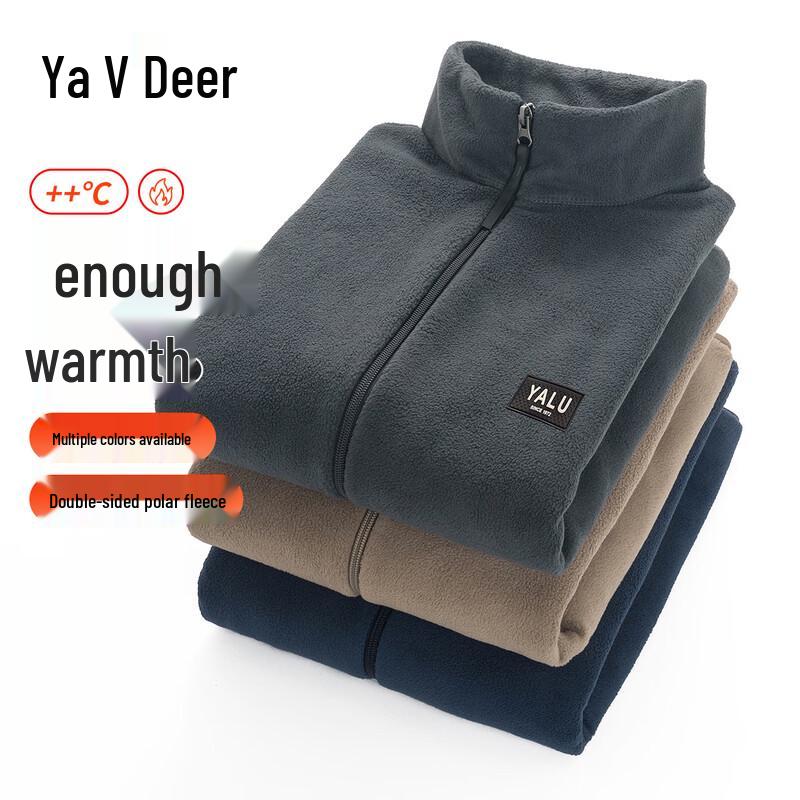 Yalu Men s Soft Fleece Stand-up Collar Casual Jacket 2XL